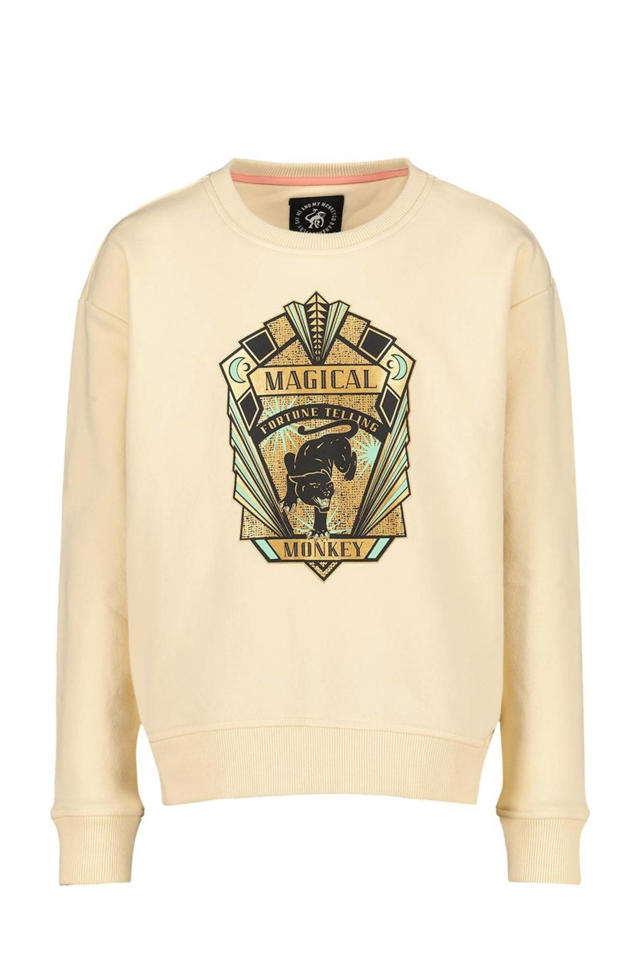 Me My Monkey sweater Katia met printopdruk ecru wehkamp