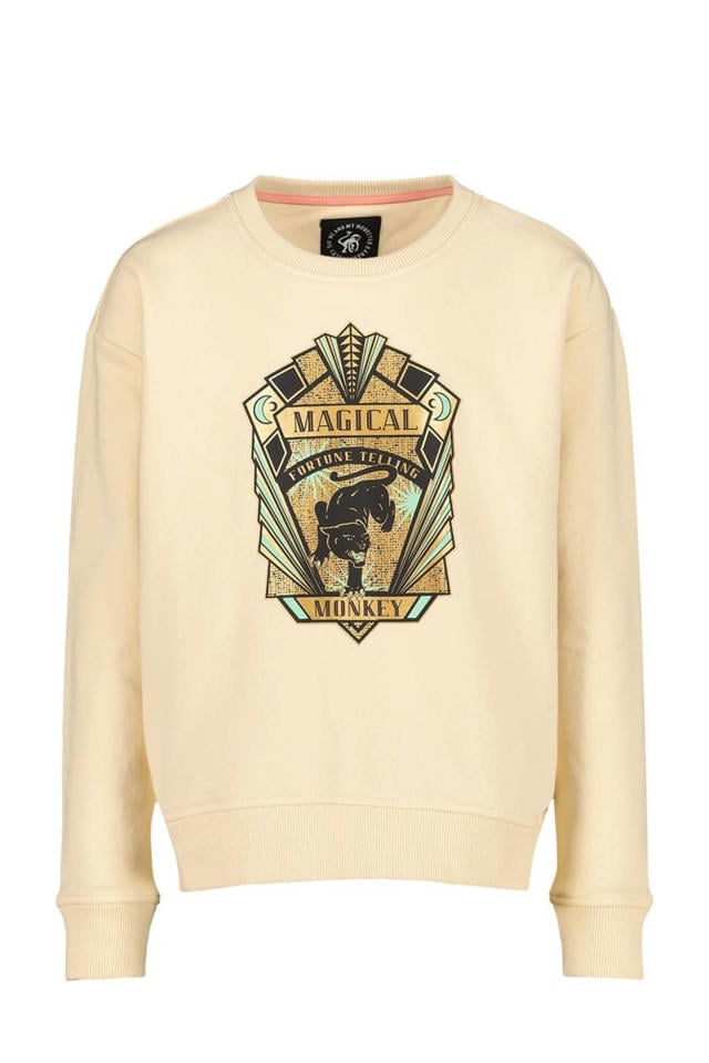 Me My Monkey sweater Katia met printopdruk ecru wehkamp