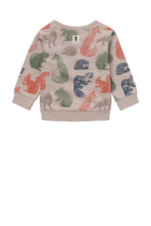 baby sweater met dierenprint zand/groen/blauw