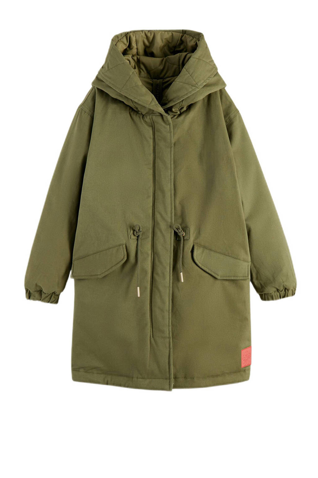 Scotch Soda reversible gewatteerde winterjas army groen/beige