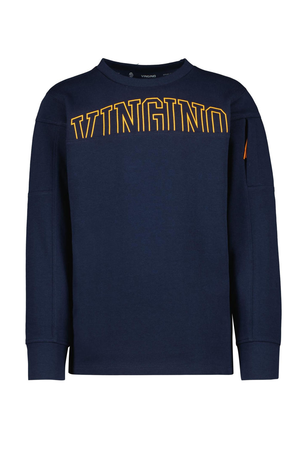 Vingino sweater met printopdruk donkerblauw/geel
