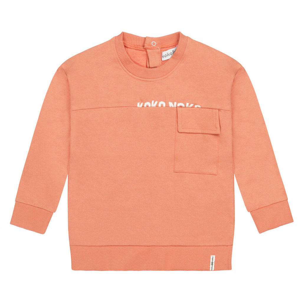 Koko Noko sweater met tekst oranje