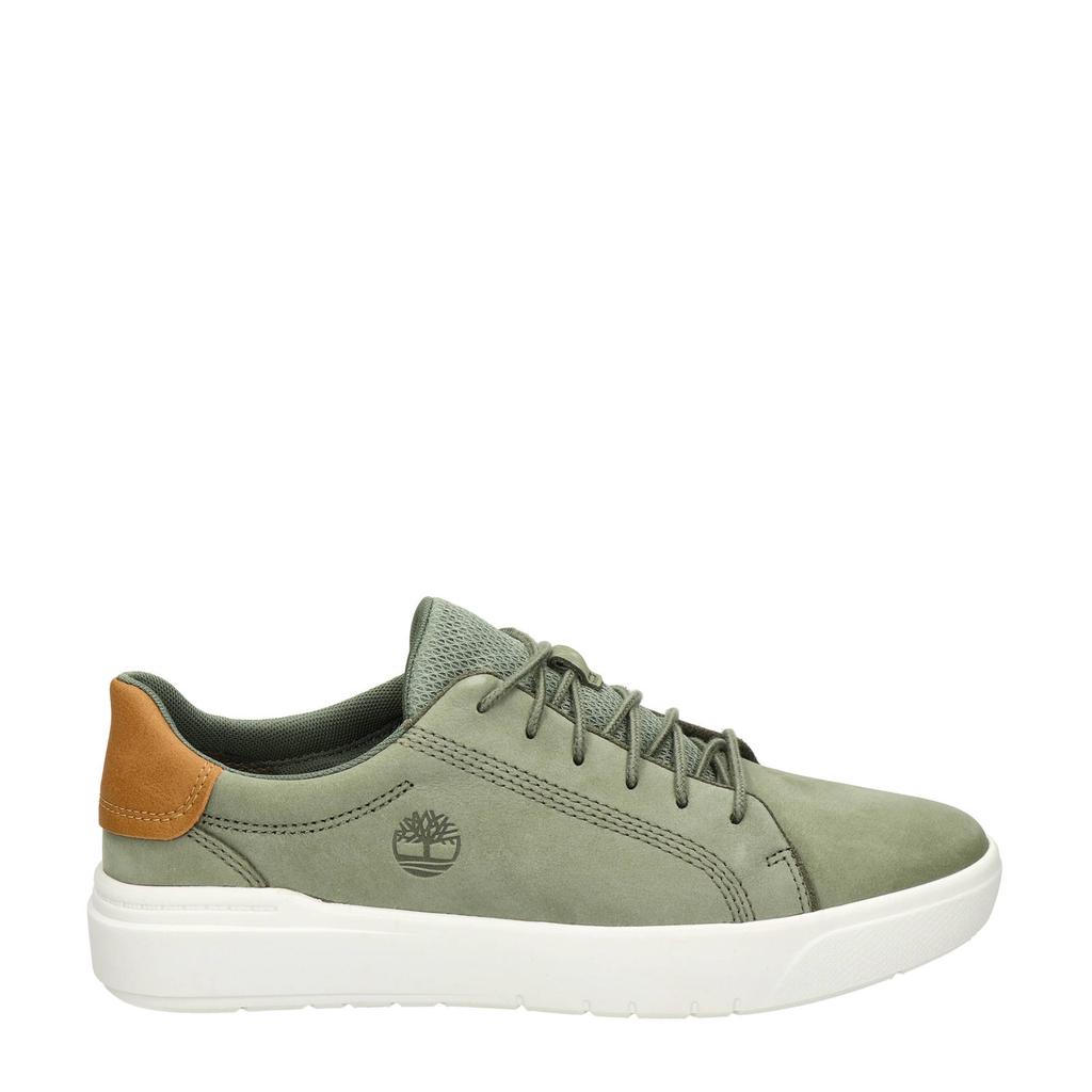 Kakikleurige heren Timberland nubuck sneakers met veters