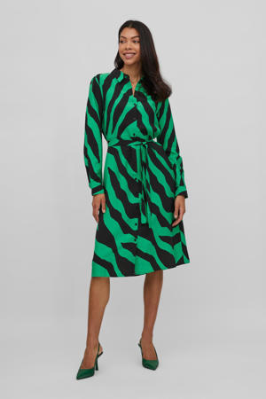 jurk VIDOGMA met zebraprint en ceintuur groen/zwart