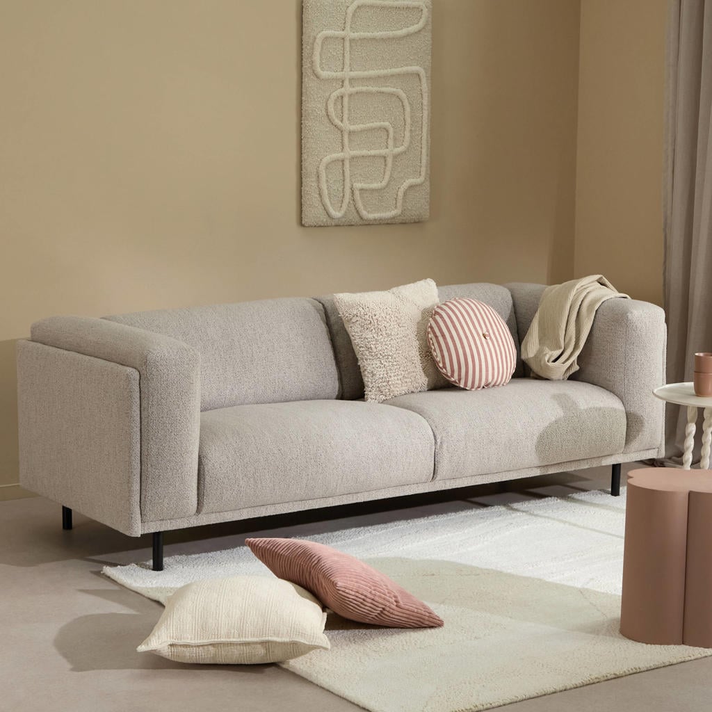 NOUS Living bouclé 3-zitsbank Metta - taupe