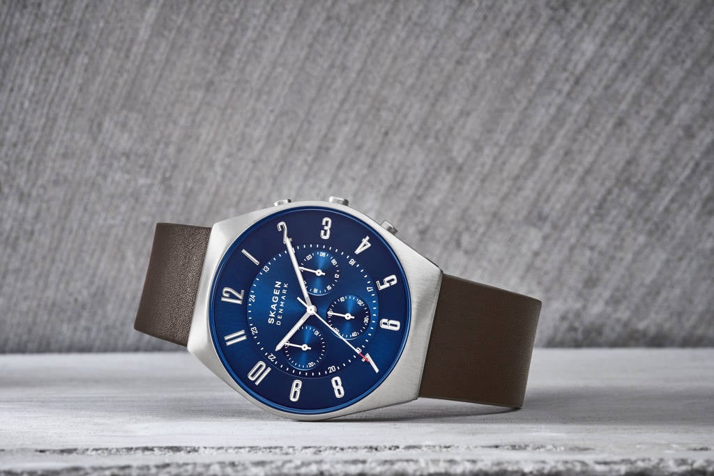 Skagen horloge SKW6842 Grenen Chronograph bruin | wehkamp