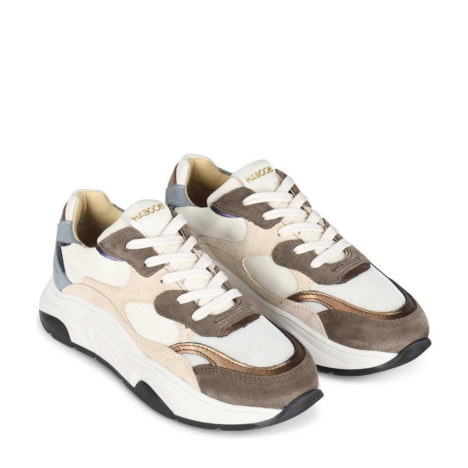 Haboob Lexi leren sneakers zwart/multi | wehkamp