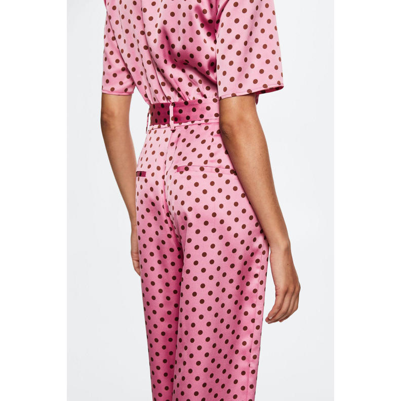 Mango jumpsuit in satijn met stippen roze wehkamp