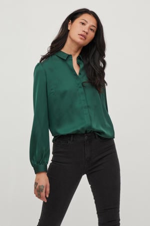 blouse VIELLETTE van gerecycled polyester donkergroen
