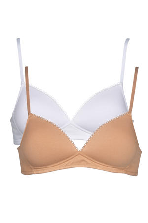 voorgevormde bh zonder beugel (set van 2) wit/beige