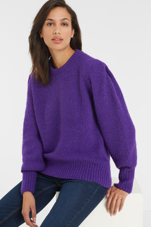gebreide sweater met schouder detail paars