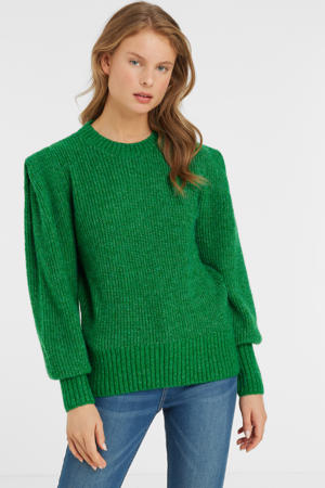 gebreide sweater met schouder detail groen
