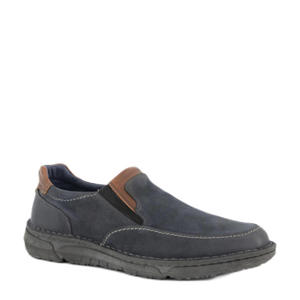   leren instappers donkerblauw