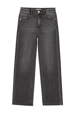 high waist straight leg jeans grijs