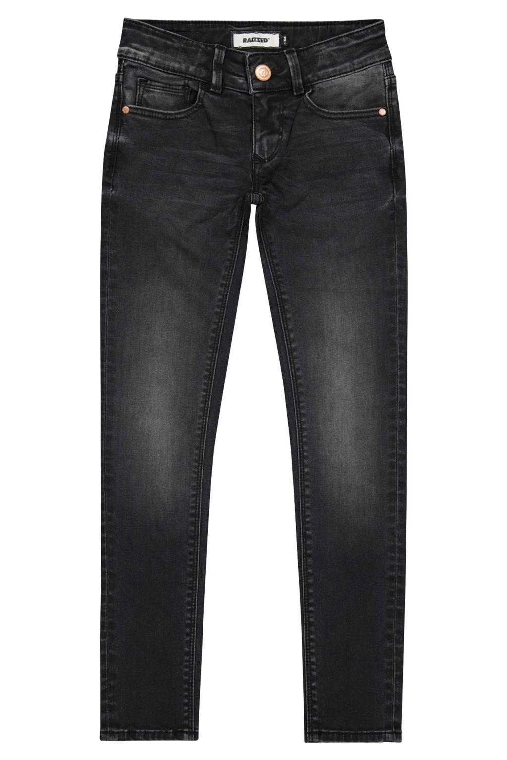 Zwarte meisjes Raizzed skinny jeans van stretchdenim met regular waist, rits- en knoopsluiting en effen