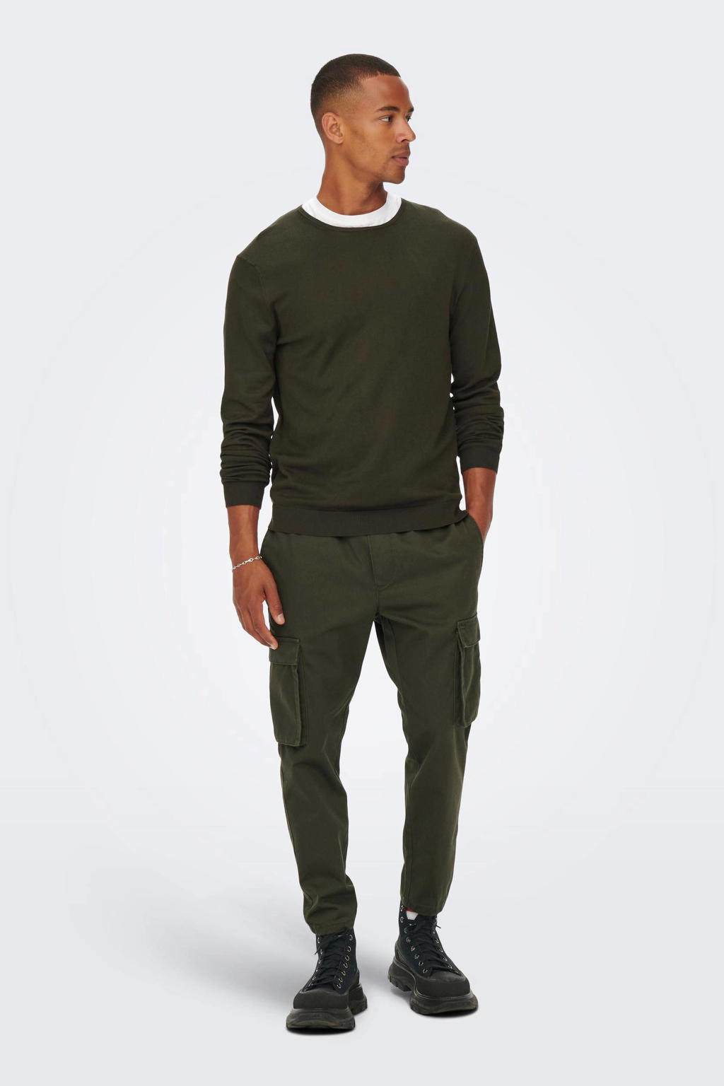 ONLY & SONS pullover gebreid groen