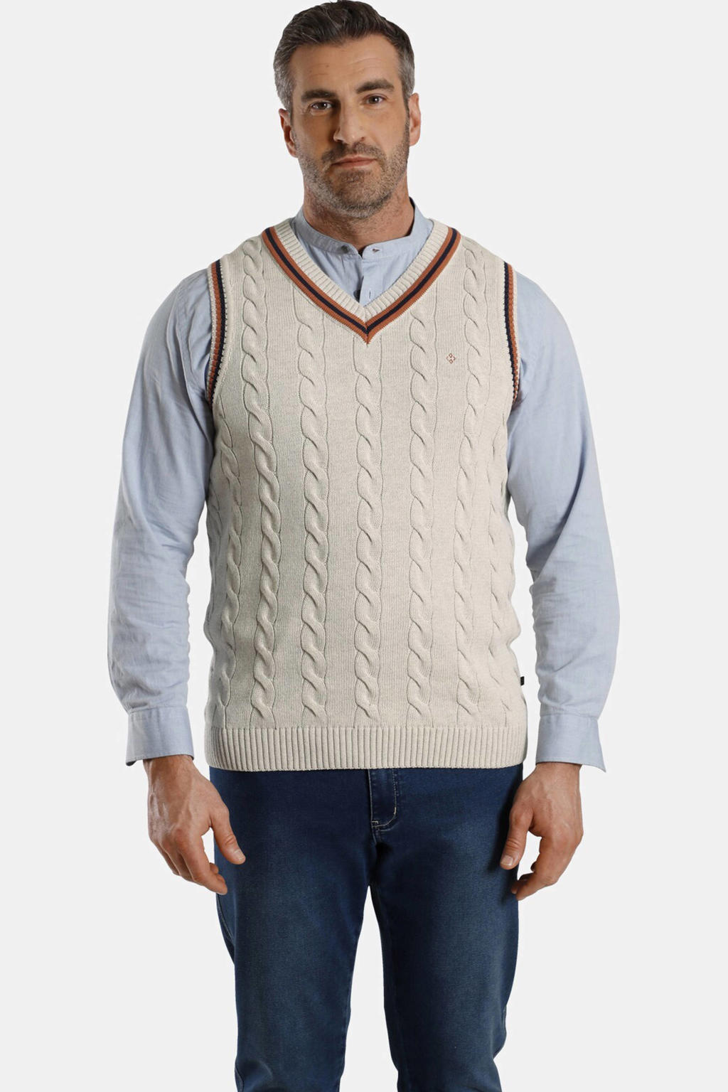 Charles Colby kabeltrui EARL HAILY Plus Size blauw