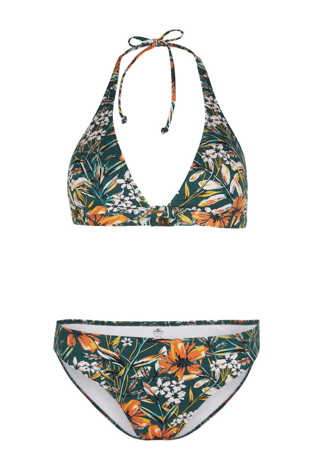 O'Neill halter bikini Marga Rita donkergroen/oranje wehkamp