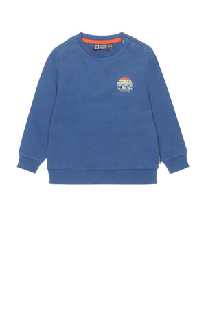 sweater Denver met printopdruk blauw