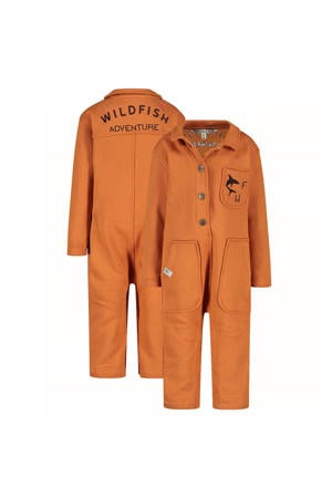 jumpsuit van katoen oranjebruin