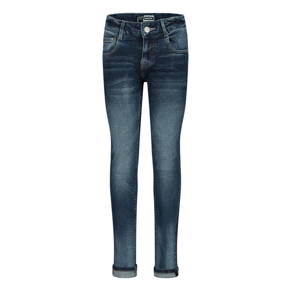 Dark blue denim jongens Raizzed skinny jeans van stretchdenim met regular waist, rits- en knoopsluiting en effen