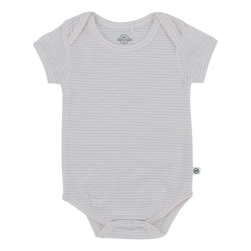 Born by Kiddo United gestreepte romper wit/lila