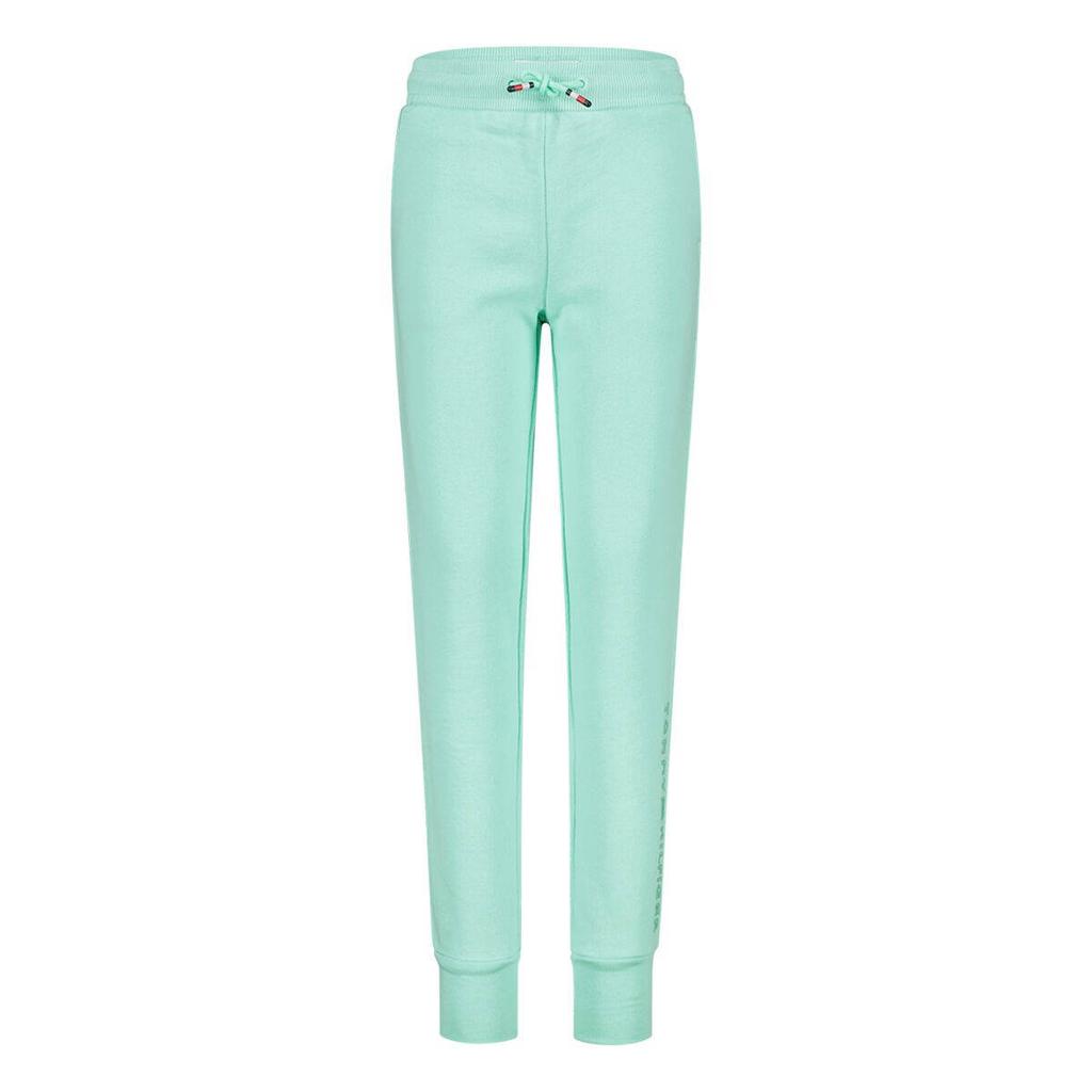 Groene meisjes Tommy Hilfiger joggingbroek van sweat materiaal met regular waist, elastische tailleband met koord en logo dessin