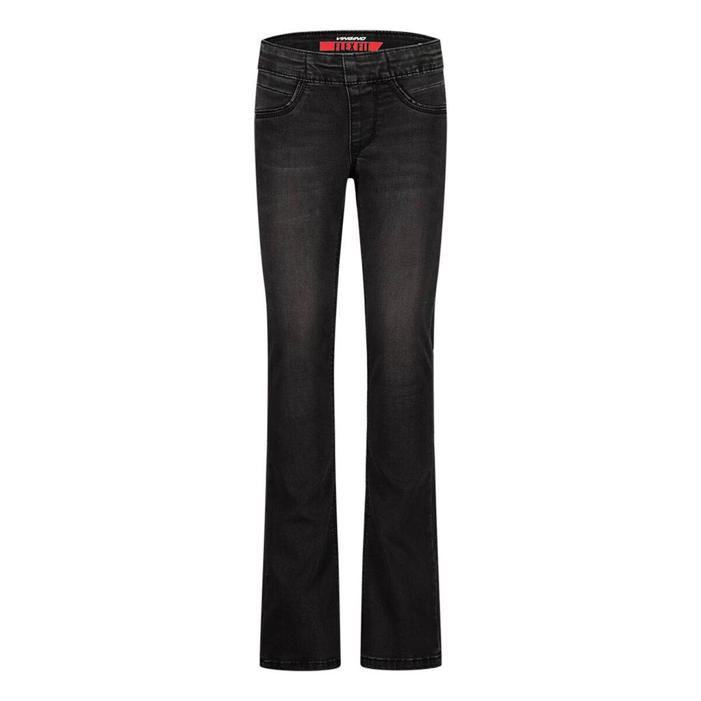 Zwarte meisjes Vingino flared jeans van katoen met regular waist, rits- en knoopsluiting en effen