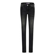 thumbnail: Zwarte meisjes Raizzed high waist skinny jeans Chelsea van stretchdenim met rits- en knoopsluiting en effen