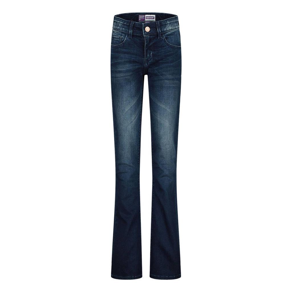 Dark blue denim meisjes Raizzed flared jeans van stretchdenim met regular waist, rits- en knoopsluiting en effen