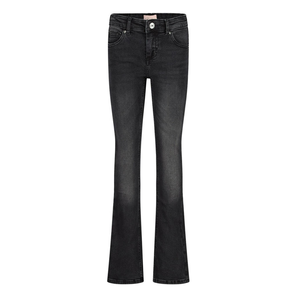 Black denim meisjes ONLY flared jeans van stretchdenim met regular waist, rits- en drukknoopsluiting en effen