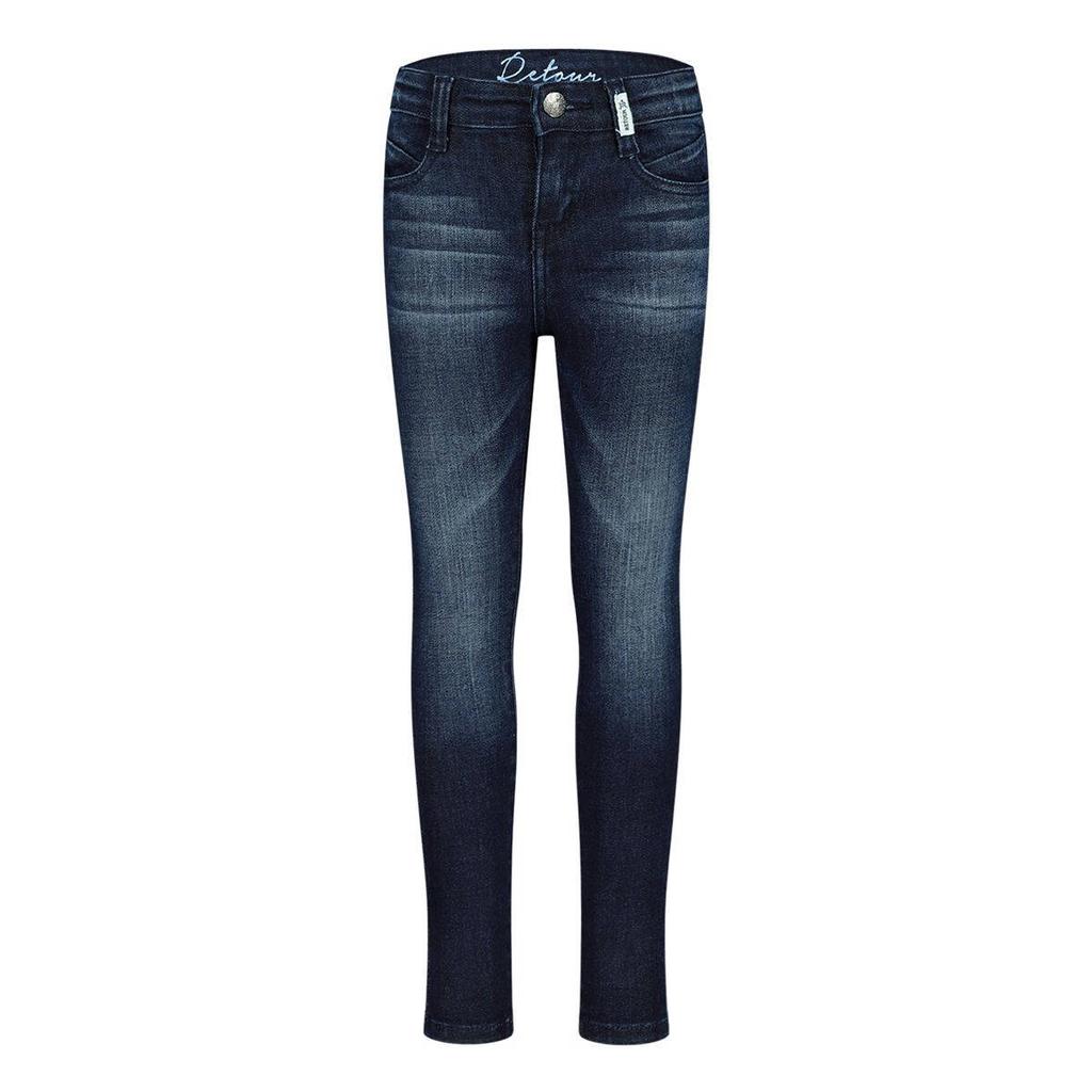 Dark blue denim meisjes Retour Jeans super skinny jeans raw blue van stretchdenim met regular waist, rits- en drukknoopsluiting en effen