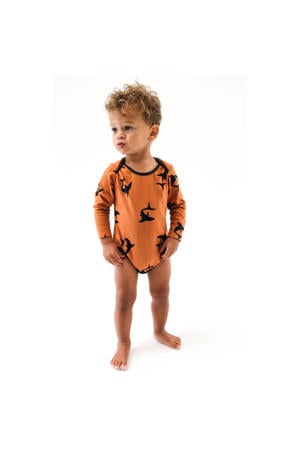 romper met all over print oranjebruin/zwart