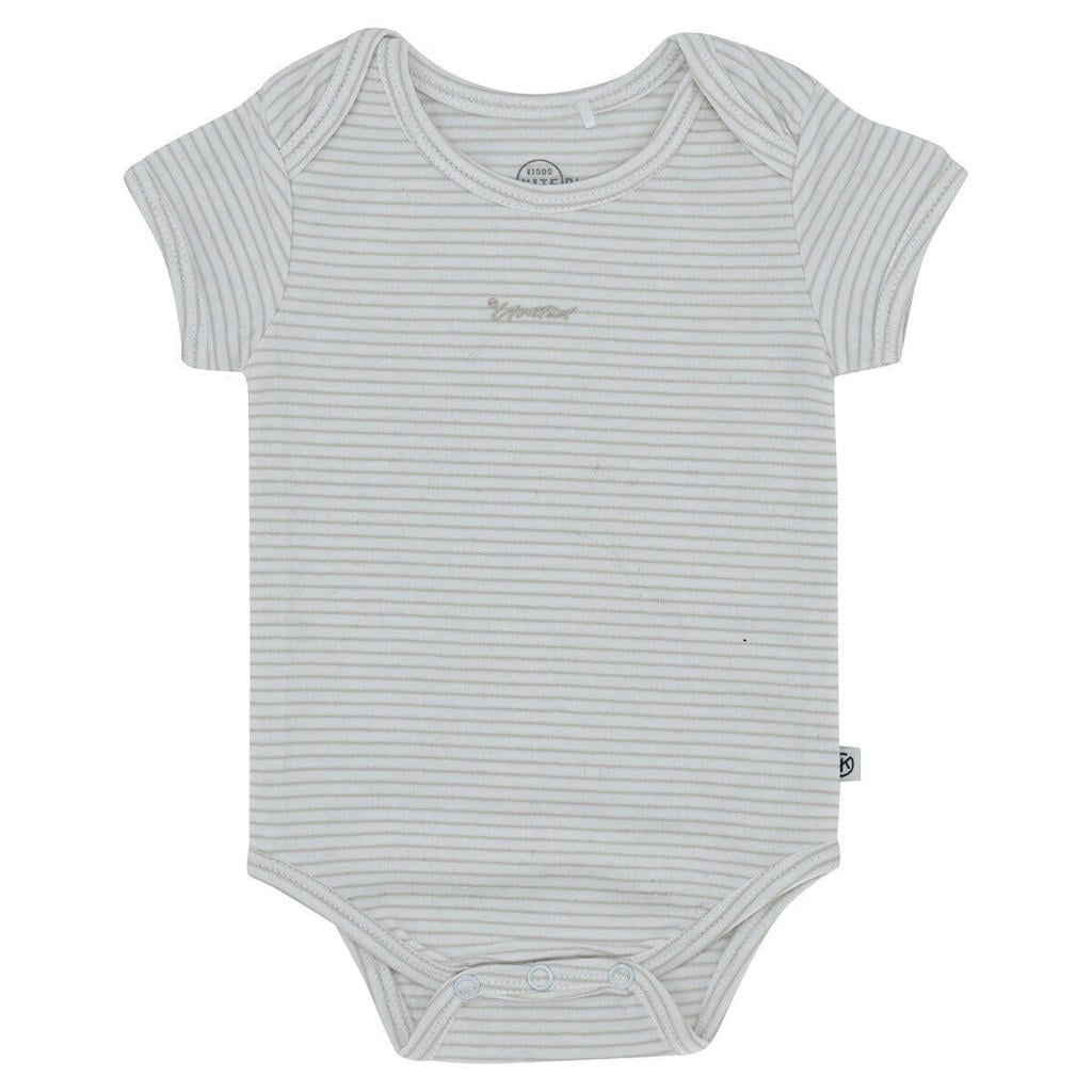 Born by Kiddo United gestreepte newborn romper zand