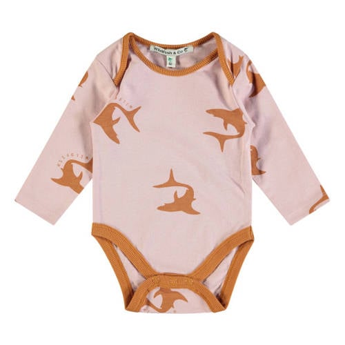 Wildfish romper met all over print lichtroze/bruin afbeelding
