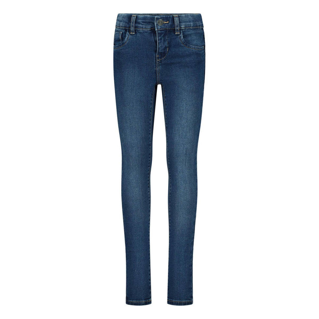 Medium blue denim meisjes NAME IT skinny jeans van stretchdenim met regular waist, rits- en drukknoopsluiting en effen