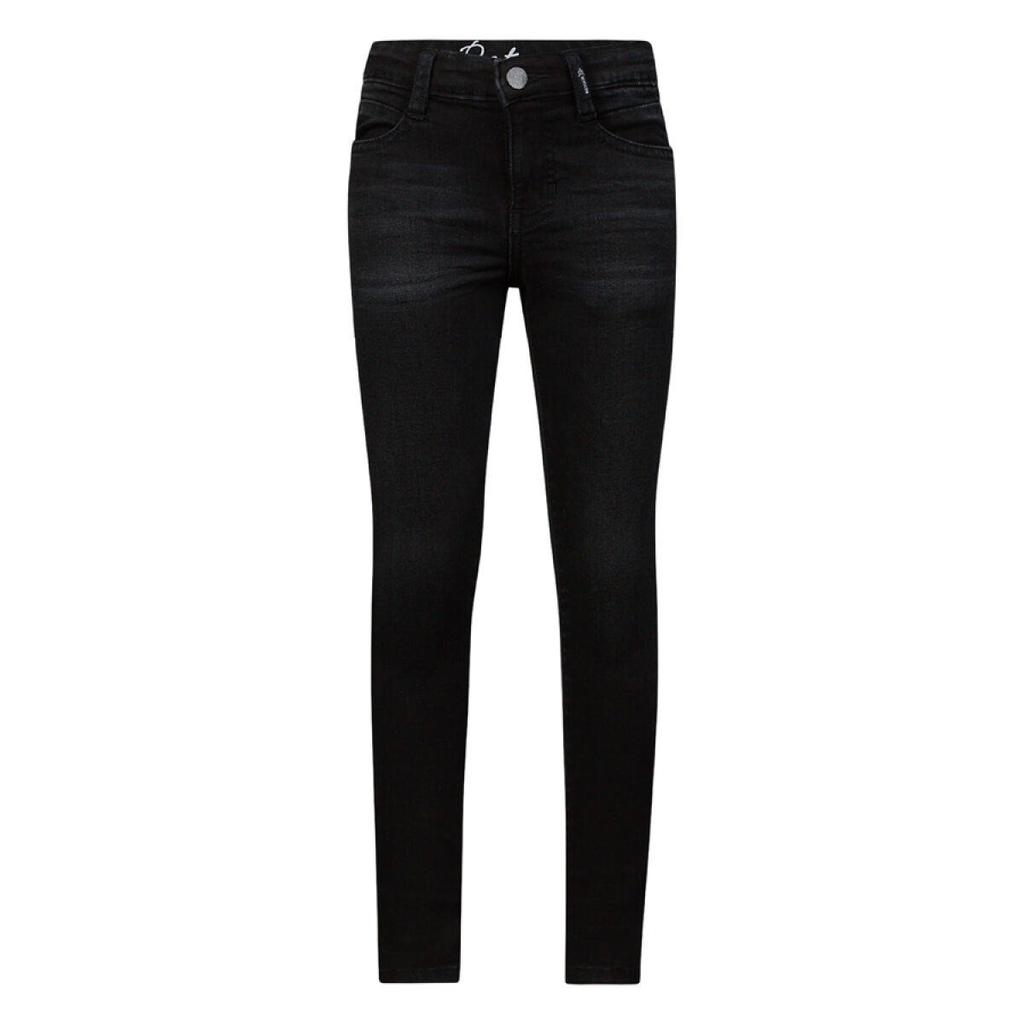 Black denim meisjes Retour Jeans super skinny jeans black van stretchdenim met regular waist, rits- en drukknoopsluiting en effen