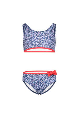 crop bikini blauw/wit/rood