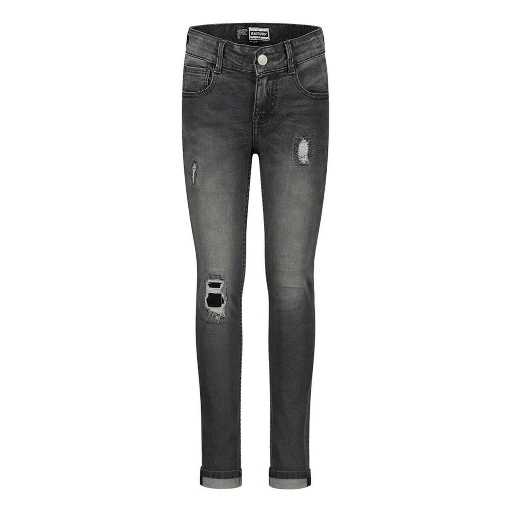 Grijze jongens Raizzed skinny jeans van stretchdenim met regular waist, rits- en knoopsluiting en effen