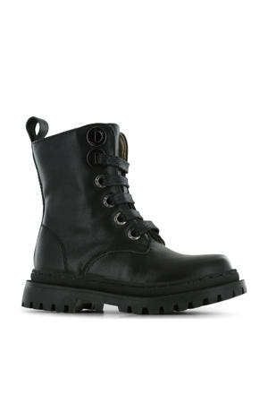 leren veterboots zwart