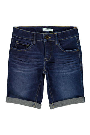 slim fit denim bermuda medium blue denim