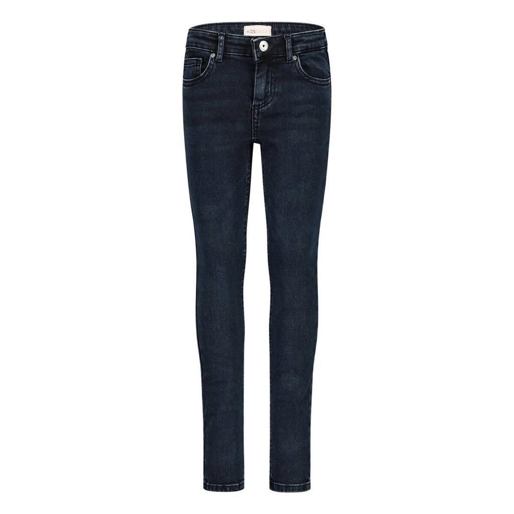 Dark blue denim meisjes ONLY high waist skinny jeans blue black van stretchdenim met rits- en drukknoopsluiting en effen