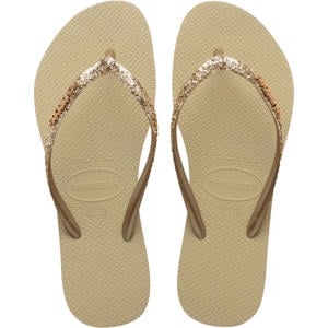 teenslippers met glitters goud