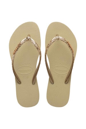 teenslippers met glitters goud