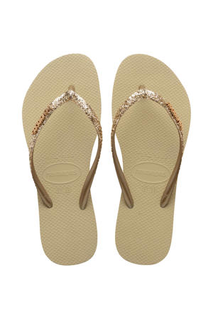 teenslippers met glitters goud