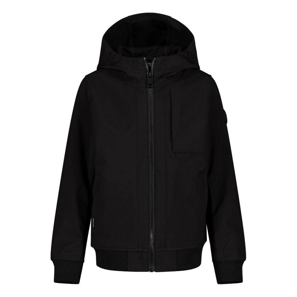 Zwarte jongens Airforce zomerjas van polyester met effen, lange mouwen, capuchon, ritssluiting en elastische boord