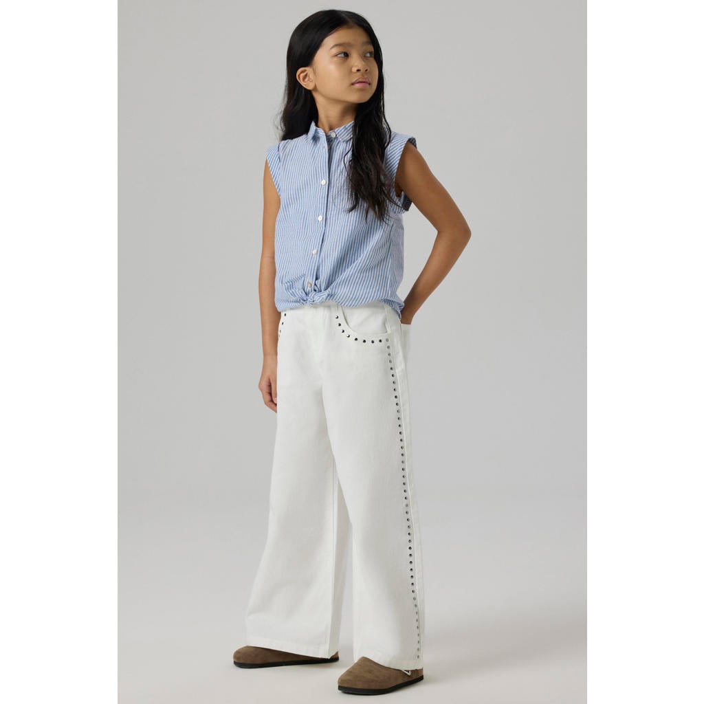 NAME IT gestreepte blouse NKFFEMMA blauw/wit