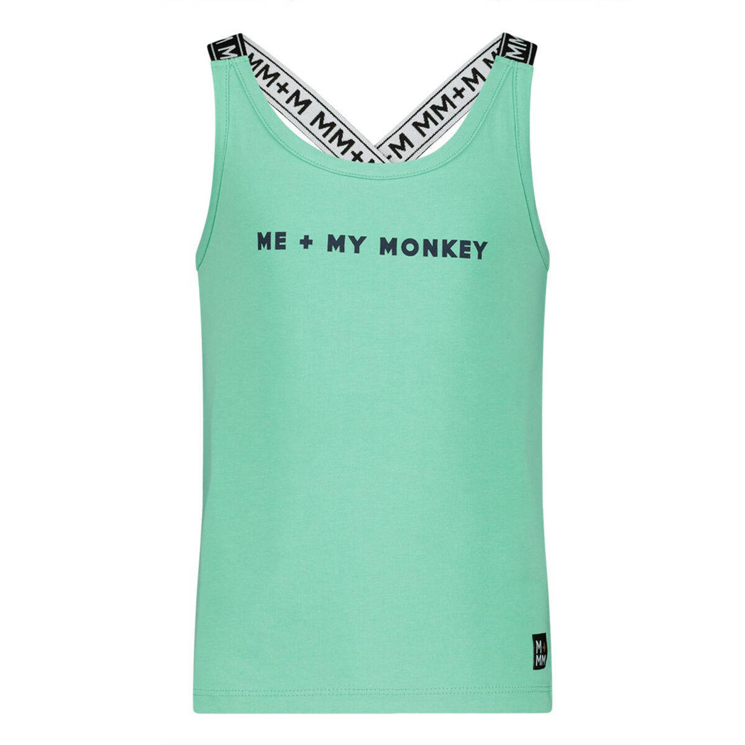 Me & My Monkey singlet met logo lichtgroen Meisjes Stretchkatoen Ronde hals 104