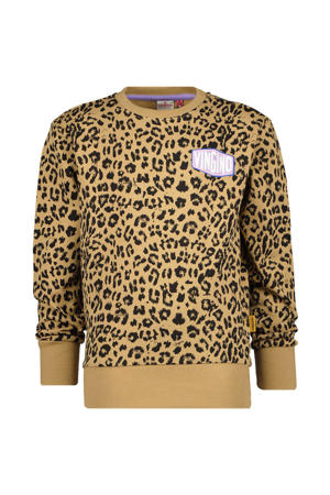 sweater met panterprint bruin/zwart