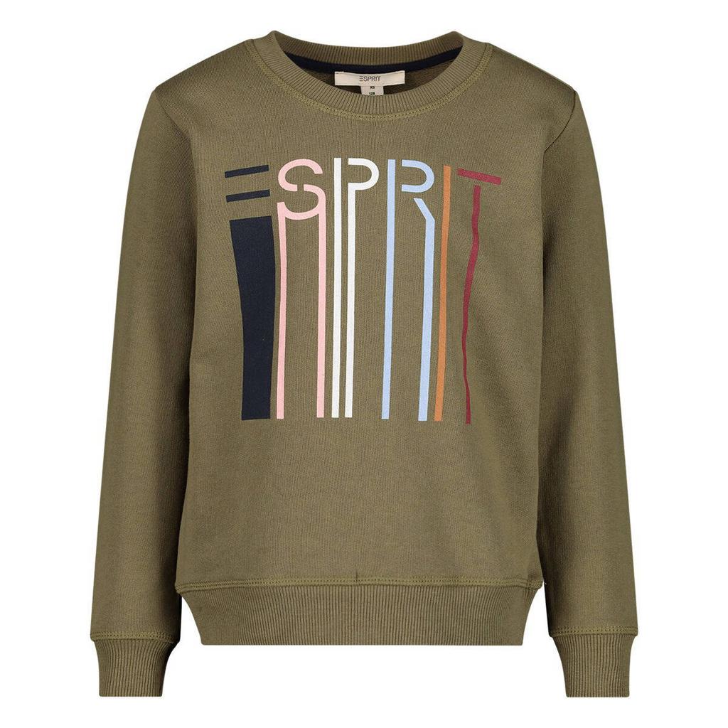 Groene meisjes ESPRIT sweater met logo dessin, lange mouwen en ronde hals